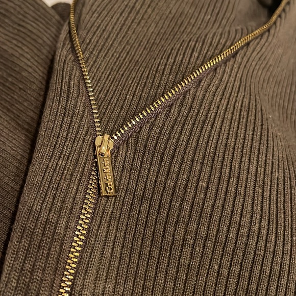 Calvin Klein brown ribbed sweater gold zipper - Picture 6 of 6